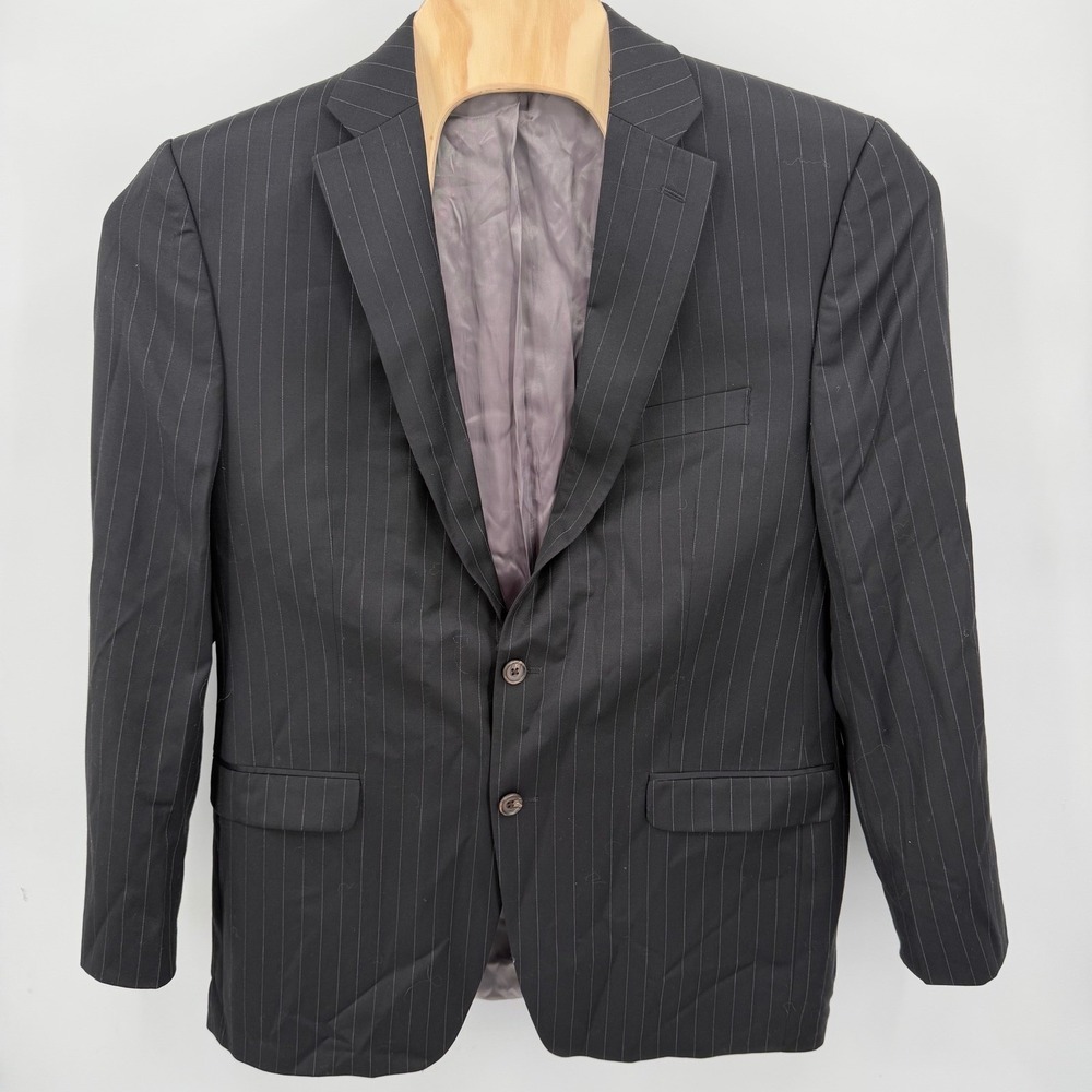 Lauren Ralph Lauren Mens 44L Blazer Suit Jacket Navy Pinstripe Two Button READ